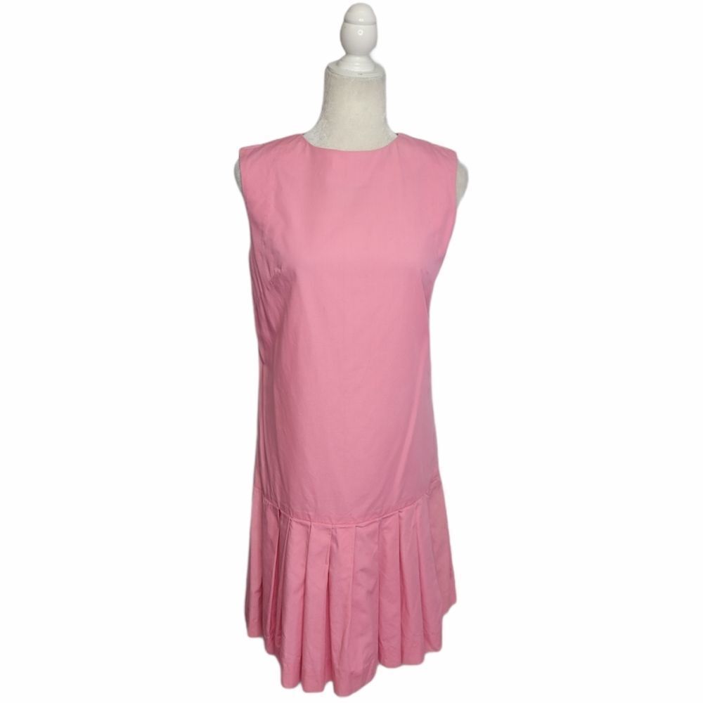 VINTAGE‎ 60s pleated pink drop waist sleeveless dress barbiecore S